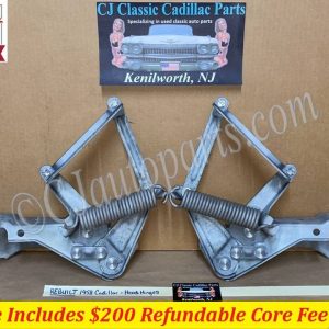 REBUILT FACTORY ORIGINAL 1958 CADILLAC DEVILLE ELDORADO FLEETWOOD HOOD HINGES WITH SPRINGS - NEW RIVETS
